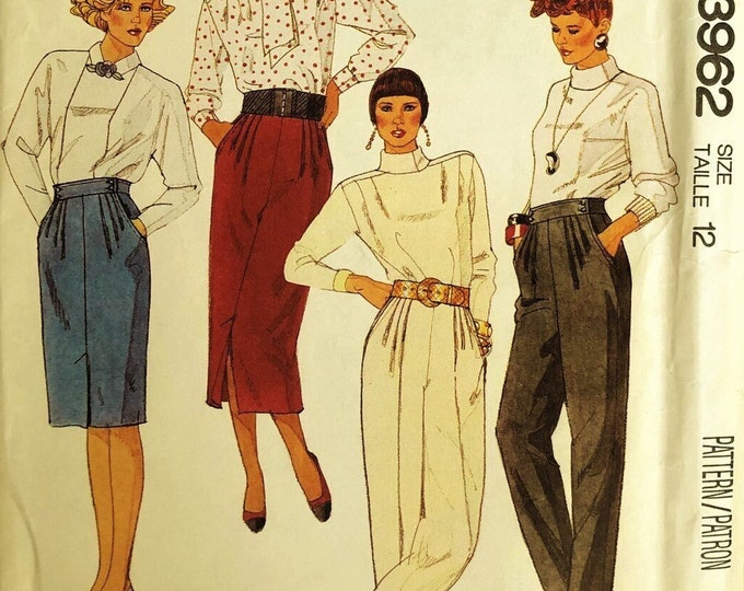 Vintage 80's High Waisted, Pleated Pants or Skirt Sewing Pattern Mccall