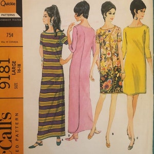 Robe portefeuille vintage des années 1960 en deux longueurs, patron de couture McCall's 9181. Taille 16-18. Tour de poitrine : 38-40 po. Facile à porter, décontracté, croisière. non coupé !