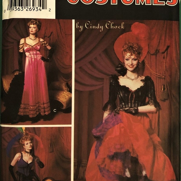 Vintage, Old West Movie Style, Saloon Girl Costume by Cindy Chock Sewing Pattern Simplicity Costumes 5435. Size 6-12. Bust: 30.5-34". UNCUT!