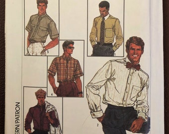 Vintage 1980's Men's Dress or Casual Shirt Sewing Pattern Simplicity 7015 "Connoisseur Collection" Size 44 Circa 1985