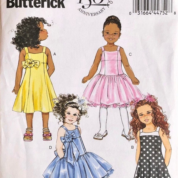 Absolutely Adorable Kid's Dress In 4 Versions Sewing Pattern Butterick 5845. Size 2-5 Years. Casual Or Dressy. Hi Lo Hem, Flower Girl. UNCUT