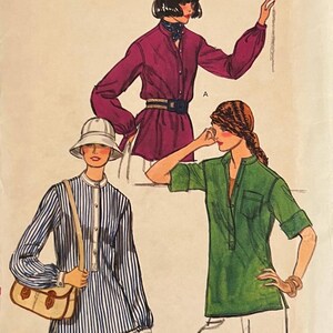 May include: Vogue Patterns sewing pattern number 9441 for a blouse with three different sleeve styles. The pattern includes instructions for making a long-sleeved blouse with a high collar, a short-sleeved blouse with a V-neck, and a long-sleeved blouse with a mandarin collar. The pattern is for size 12 and costs £2.50.