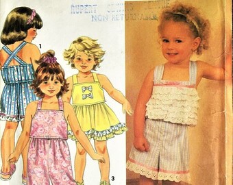 Cuter Than Ever! Vintage 90's, Child's Summer Top, Skirt Or Shorts In Two Lengths Sewing Pattern Simplicity 7908. Size 2-4 Years. UNCUT!