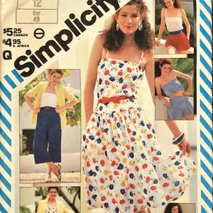 Vintage 80's Warm Weather Wardrobe Sewing Pattern Simplicity 5920. Size 12. Bust: 34". Pull-on Pants, Shorts, Skirt, Camisole, Jacket. UNCUT