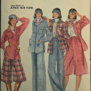 Vintage 70's Separates Including Shirtjacket, Culottes & Pants Sewing Pattern Butterick 5089. Size 8. Bust: 31.5" Pantsuit. UNCUT!