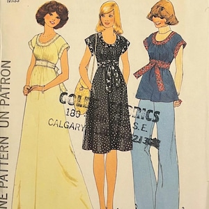 Vintage 70's Dress or Top Sewing Pattern Simplicity 7341. Size 16-18. UNCUT!