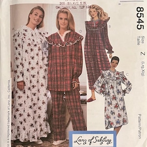 May include: McCall's pattern envelope featuring illustrations of women's sleepwear. The envelope includes a variety of nightgowns and pajama sets in different patterns, including floral and plaid designs. The size is Z (Lrg, Xlg).
