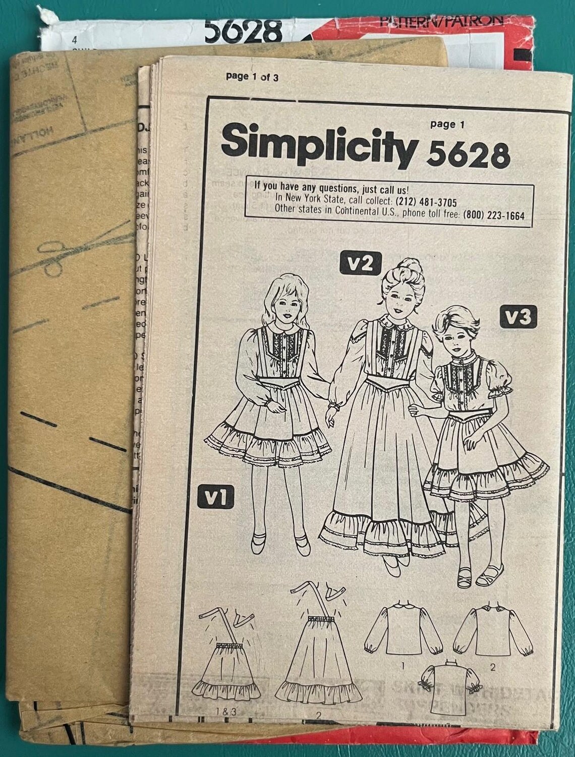 Simplicity Pattern5628 Vintage 80's, Kid's Lace Trimmed Blouse & Skirt in 2 Lengths by Gunne ...