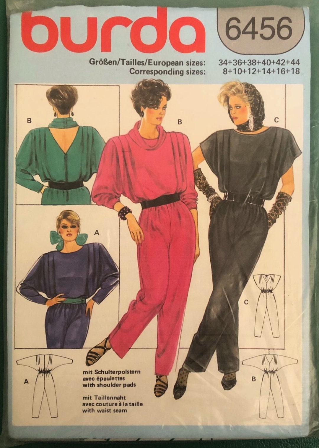 Vintage 80's Jumpsuit With Neckline & Sleeve Options Etsy