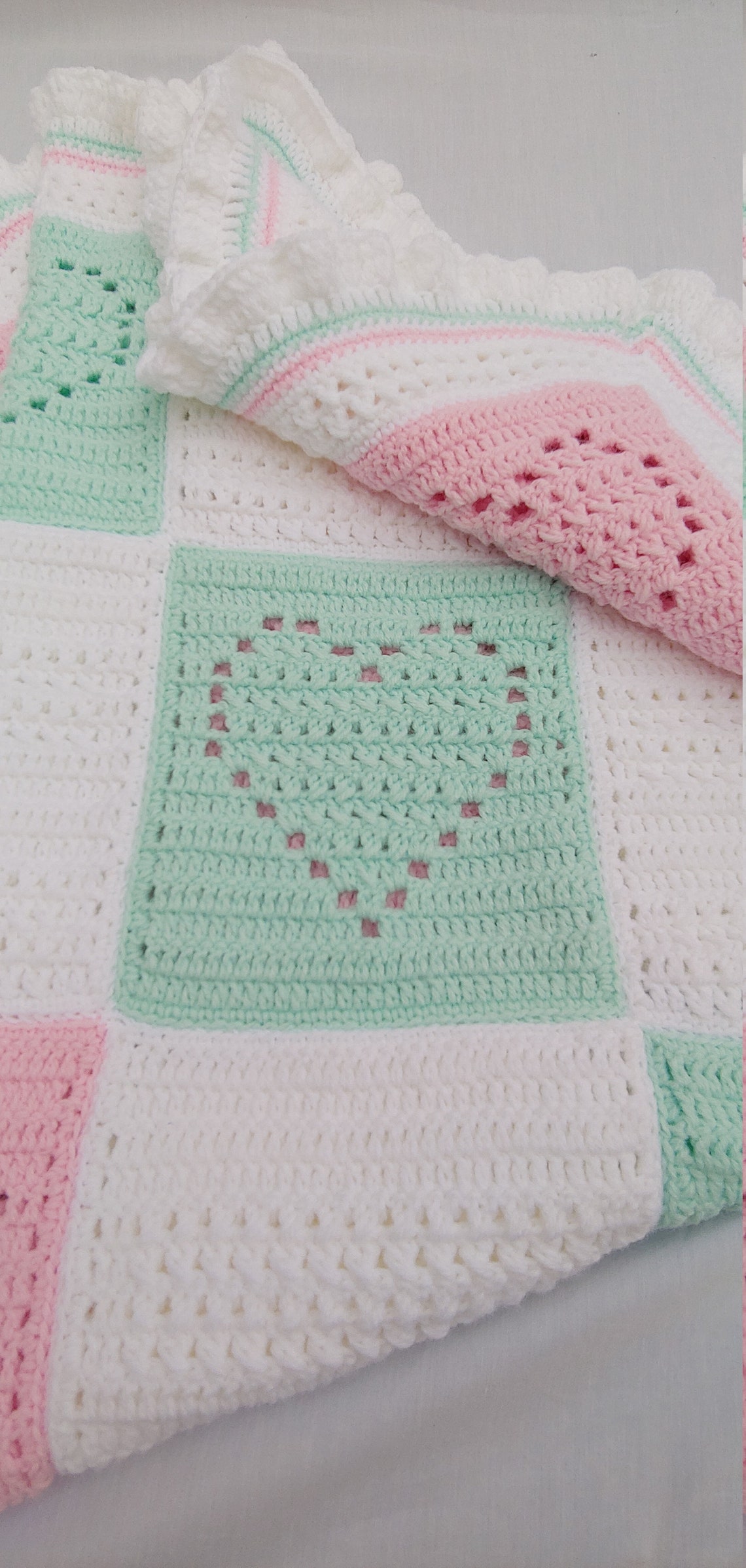 Hearts Crochet Baby Blanket Etsy