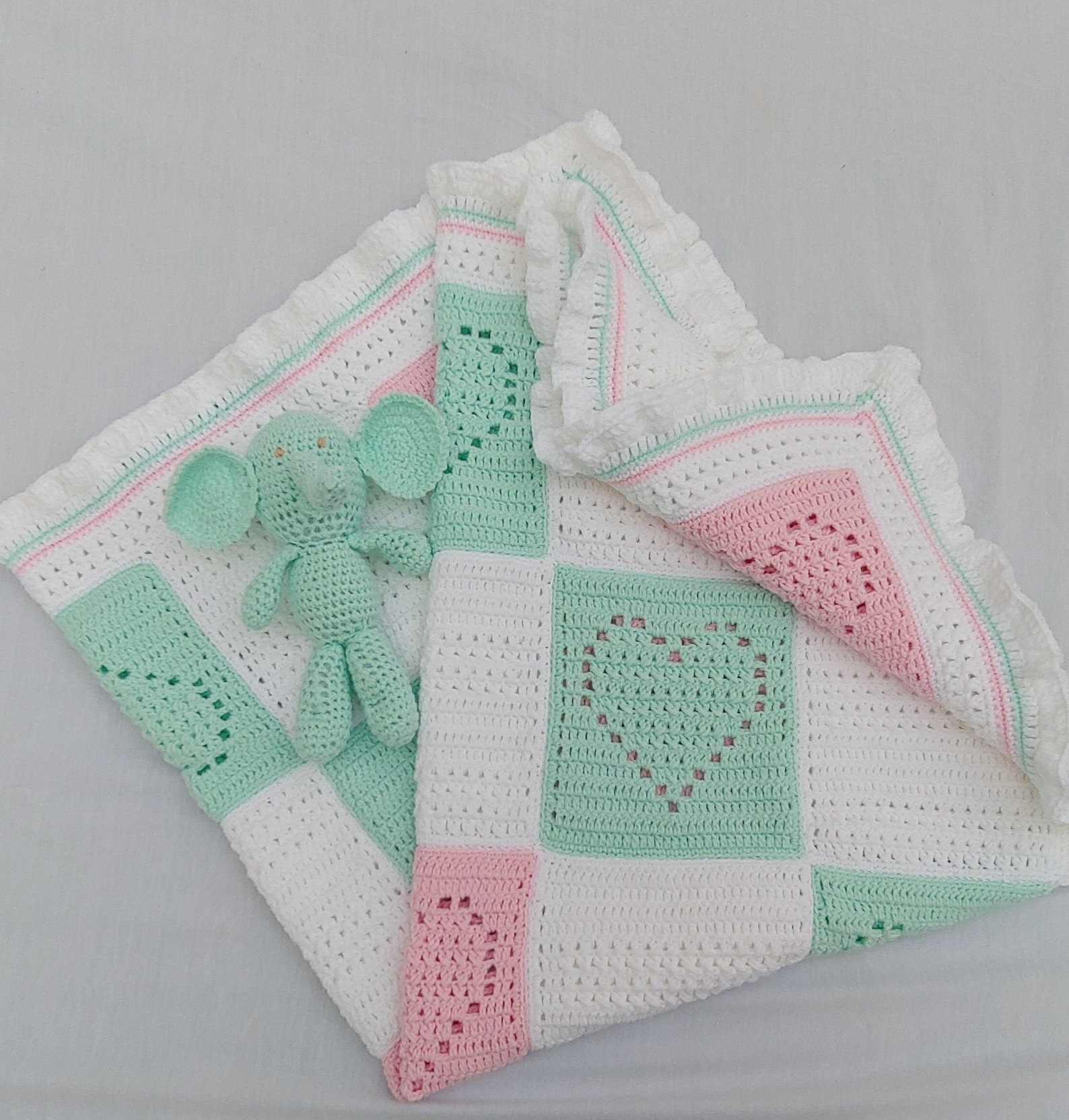 Hearts Crochet Baby Blanket Etsy