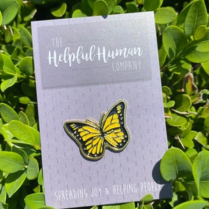yellow monarch butterfly glitter enamel pin/lapel pin