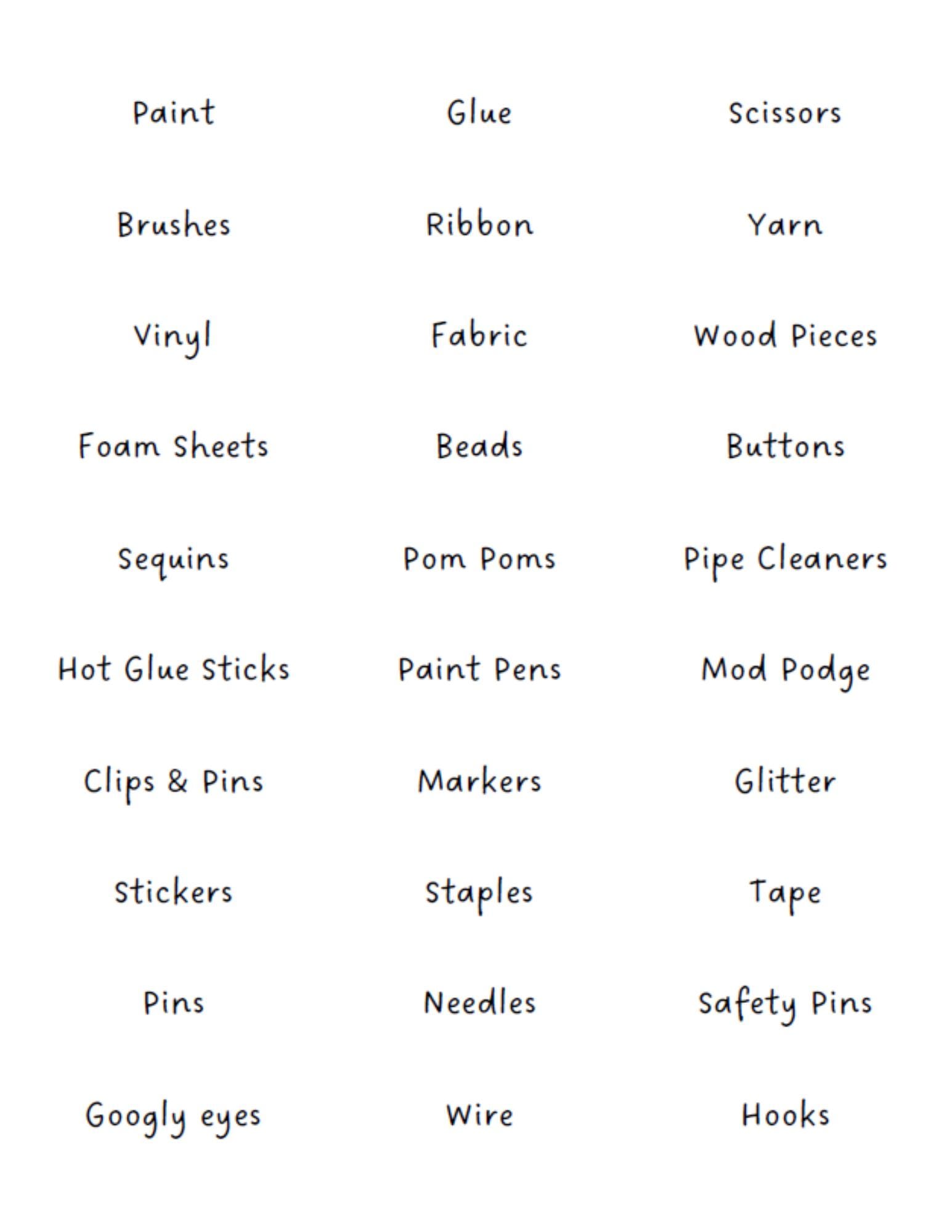 Sample Craft Labels Printable Craft Supply Labels – 5 Font Styles (digital Download) - Etsy