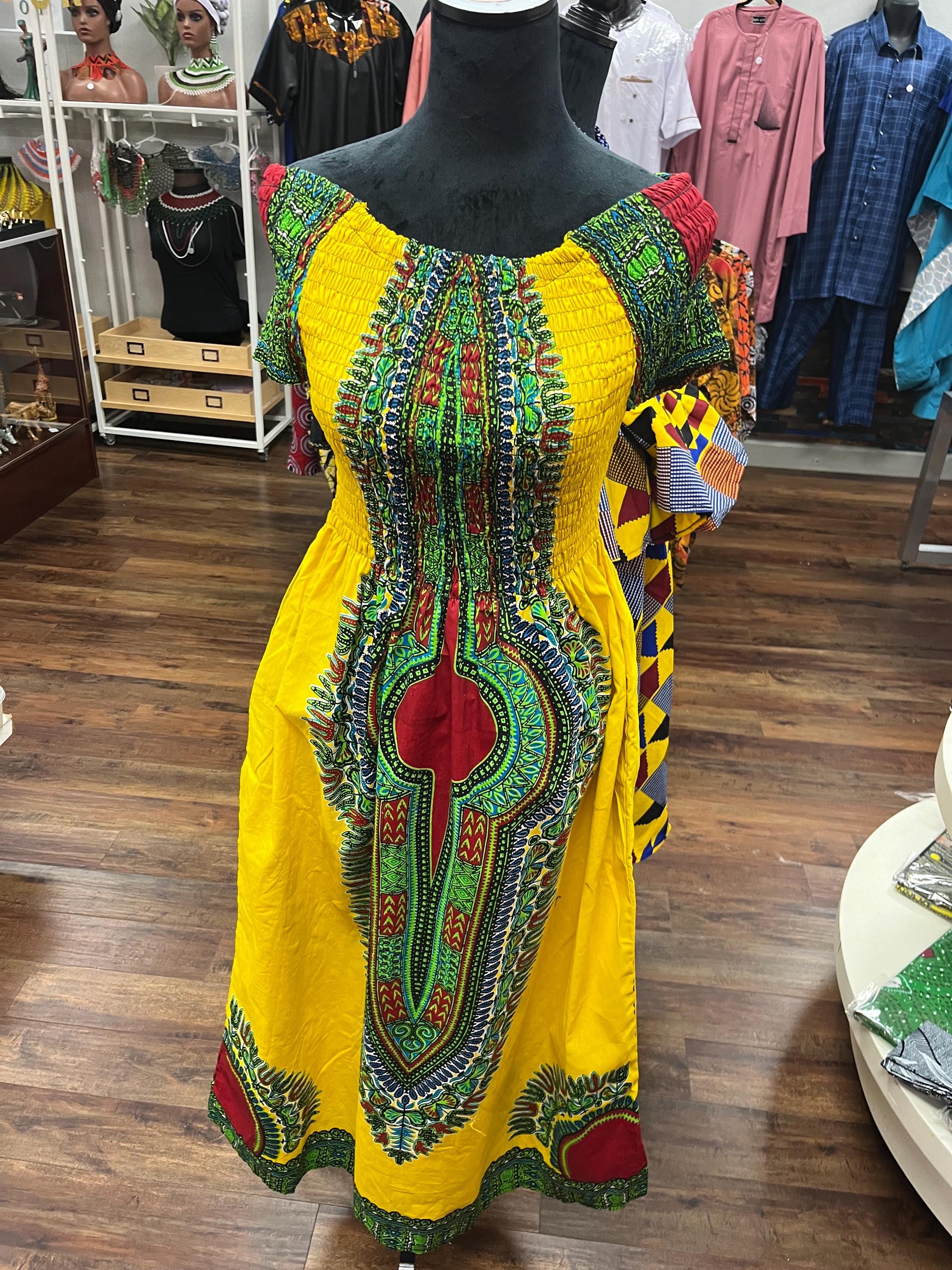 slim fit dress slacks Layo African Print Ankara Kitenge Smocked Stretch Dress Large(14)
