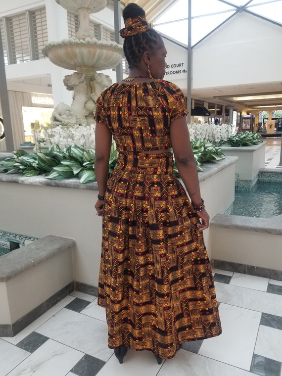 long kitenge dresses for slim ladies Skirt and Top Set: African Print Women's Outfit Chloe Lewis