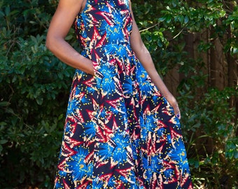 African Kitenge Dress: Fit and Flare, Kenyan Ethnic Print - Etsy
