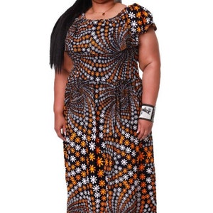 African Long kitenge off the shoulder dress. Women one size. Kenyan ethnic women dress. Kitenge patterned women dress.