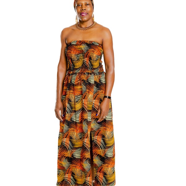 African strapless kitenge dress. Large  Kenyan ethnic women dress. Kitenge patterned women dress.