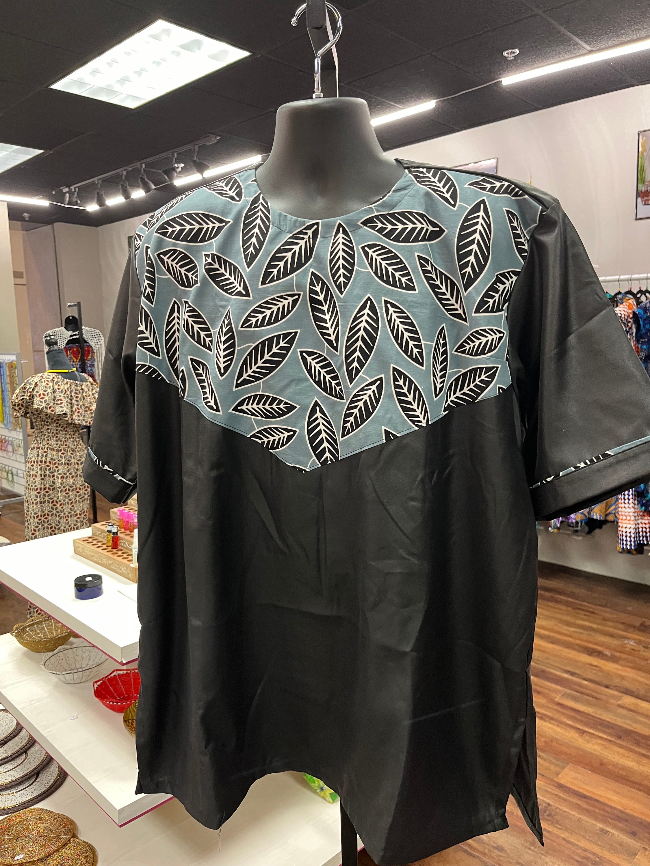 Safari by Vivo Kitenge Men's Sweatshirt - Grey/ Neba Print