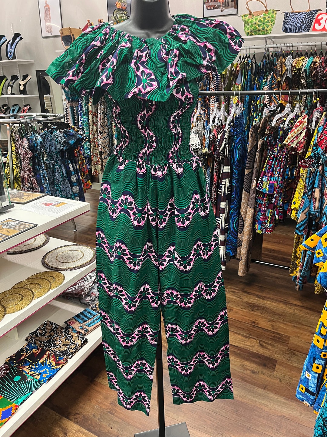 African Kitenge Jumpsuit. Women One Size. Kenyan Ethnic Women Jumpsuit