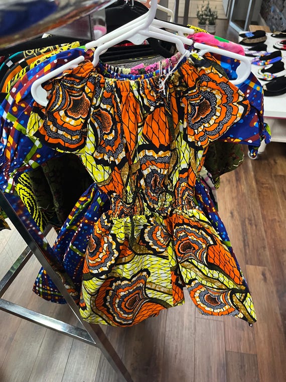 Vestido africano Kitenge para niñas: Vestido estampado de manga