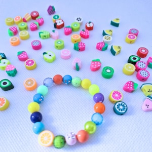 Polymer Clay Beads, Polymer Clay Fruit Beads, Fimo Clay Beads, Shaped Beads With Hole, Mixed Bead For Jewelry Making, Craft Beads, Fimo Bead
