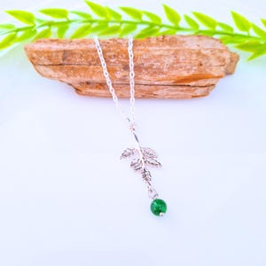 Leaf Necklace, Green Emerald,Gemstone Necklace, Necklace For Her, Nature Lover Gift,Branch Jewelry, Botanicle Pendant, Tree Leaf Jewellery