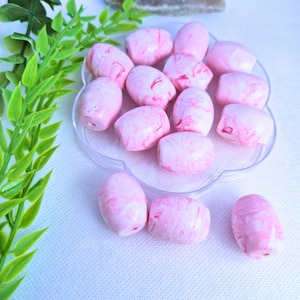 9 pcs, perles tonneau, perles uniques, grosses perles, perles roses, 23 x 19 mm perles acryliques, fabrication de bijoux, perles de fourniture, perles pendantes