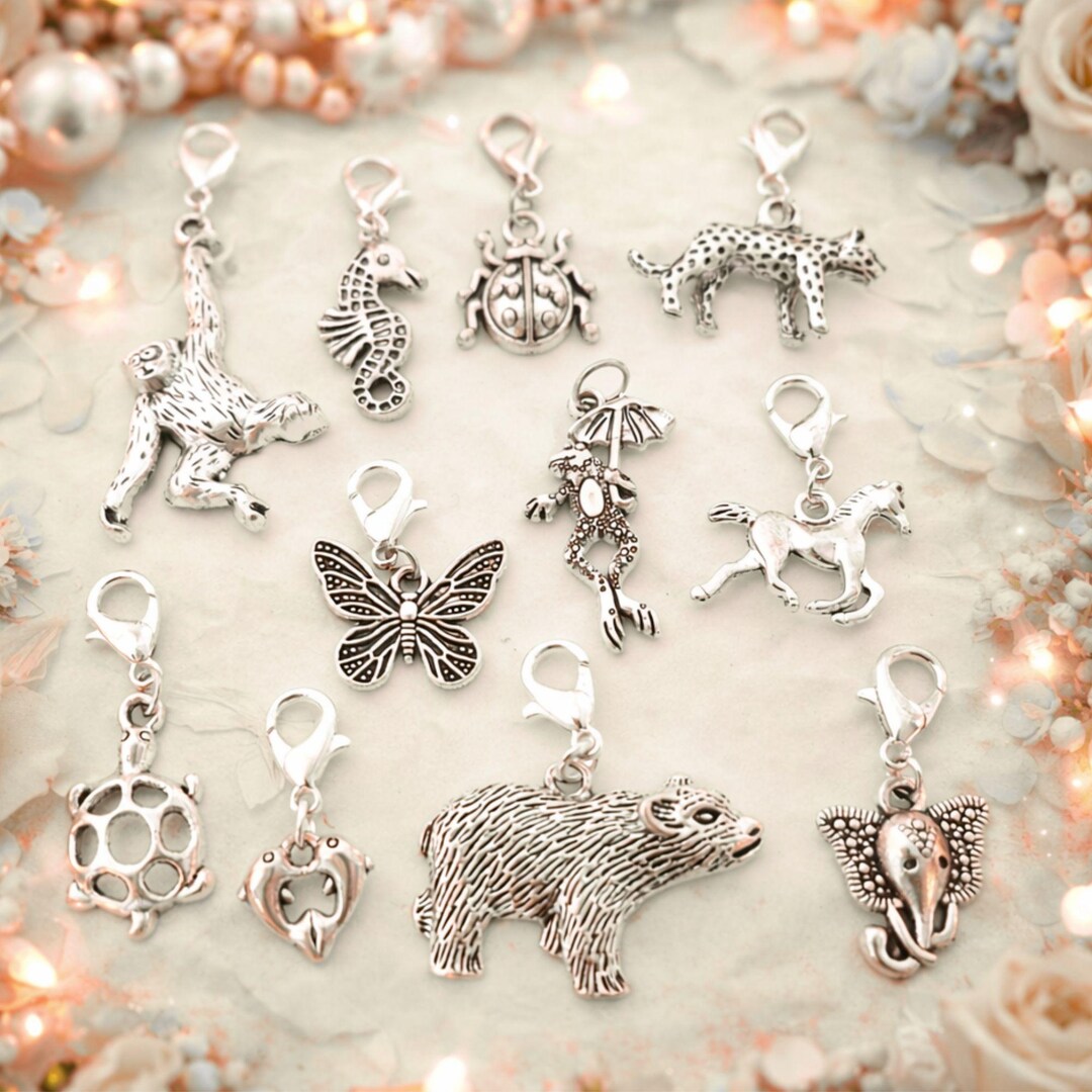 Animal Charm: Bracelet, Necklace, Keychain - Monkey, Seahorse, Leopard ...
