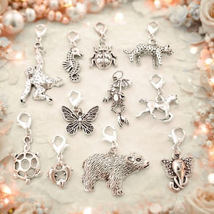 Amuleto de animales: Pulsera, collar, llavero - Mono, caballito de mar, leopardo
