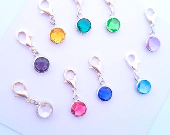 Stainless Steel Birthstone Charm: Lobster Clasp for Bracelet, Necklace