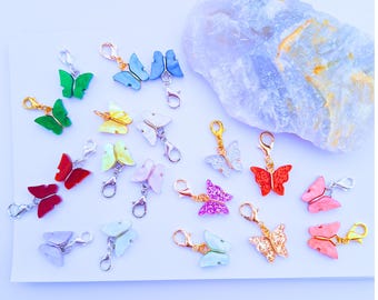 Butterfly Charm: Gold or Silver Lobster Clasp Pendant, Zipper Pull