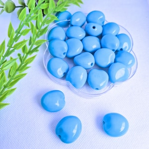 10 pcs Grandes perles, Perles uniques, 21 x 20 mm, Perles acryliques, Perles bleu turquoise, Perles de bricolage, Grosses perles pour la fabrication de bijoux, Bricolage