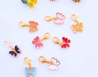 Enamel Butterfly Charm, Clip On, Planner Zipper Pull