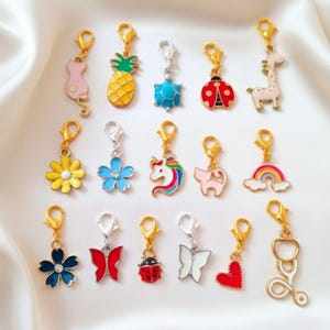 Enamel Clip On Charm: Turtle, Giraffe, Flower, Ladybug, Rainbow