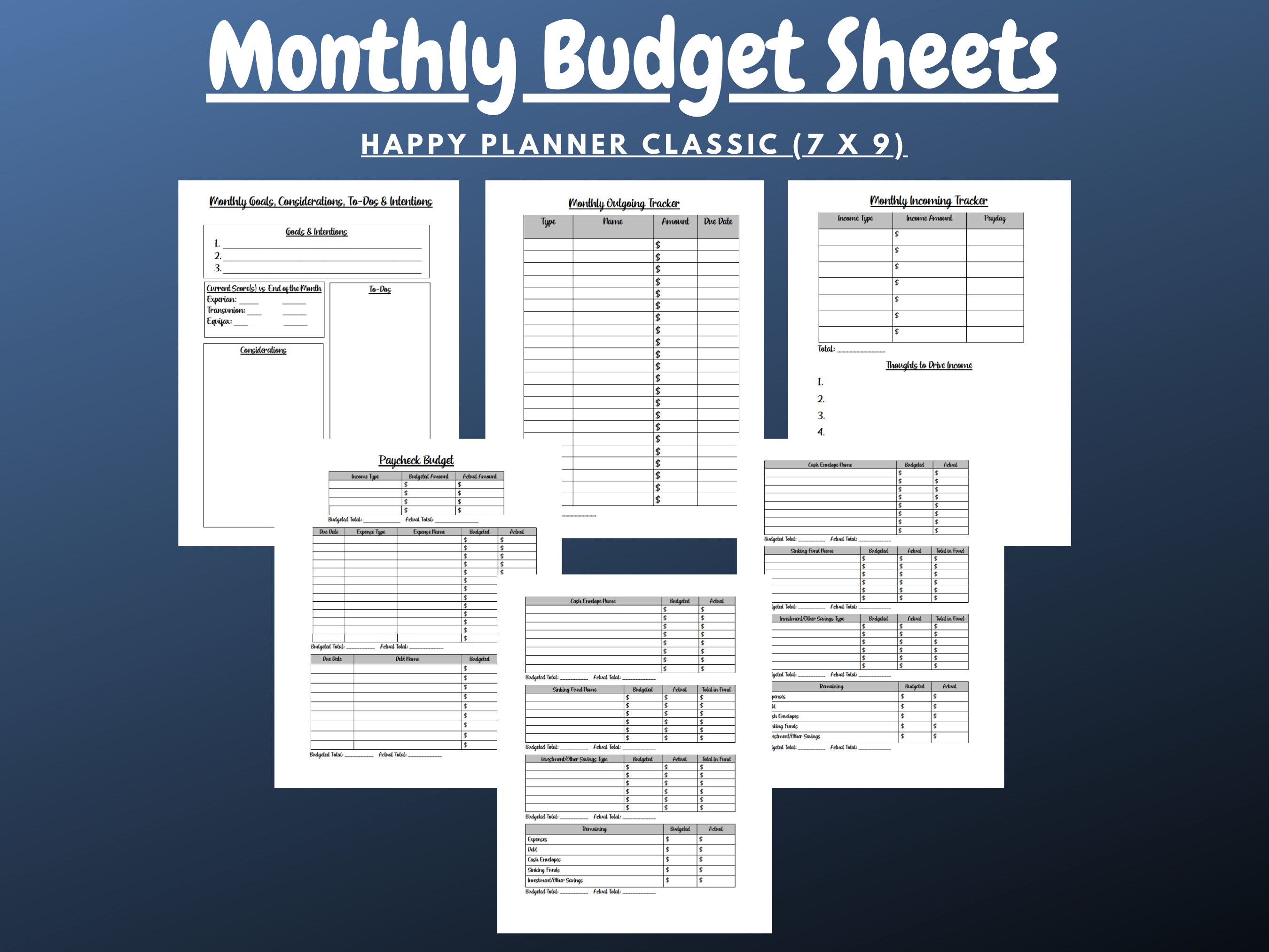 2021v Printable Monthly Budget Kit 7x9/happy Planner Classic - Etsy