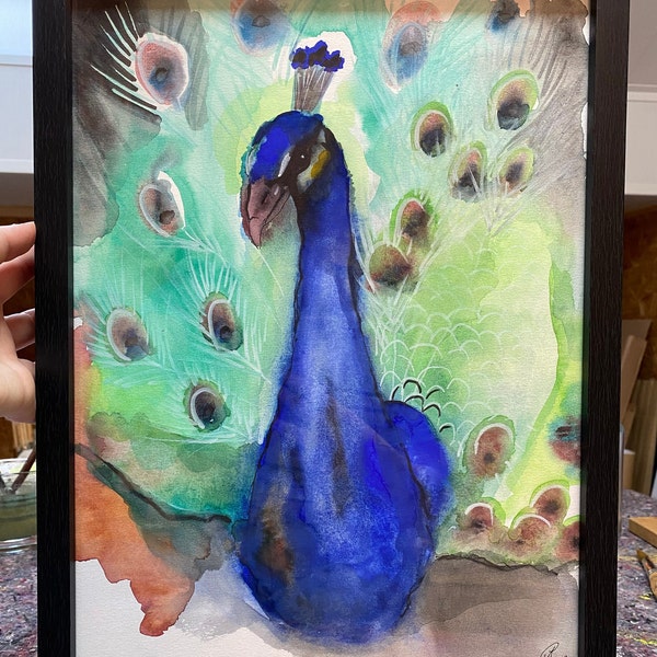 Pfau Aquarell