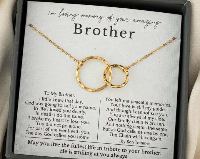 Loss of Brother Gifts, Loss of brother poem gift, Loss of Brother necklace, Condolence Gift, Brother keepsake,  necklace