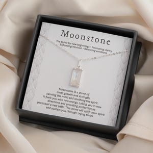 Rainbow Moonstone necklace Sterling Silver Gemstone Crystal Necklace for New Beginnings