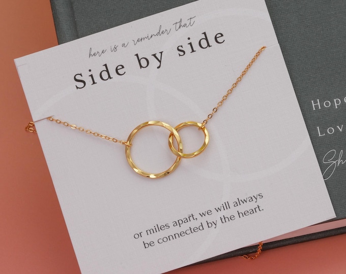 Side by side or miles apart necklace gift for best friend • BFF necklace • Long distance bestie • Friendship jewelry ideas for her