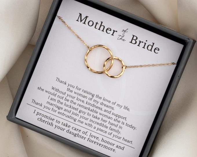 Mother of the Bride necklace gift from Groom on wedding day, Message Poem Jewelry Gift Box for mother in law from son in law