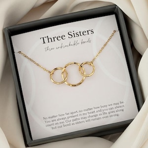 Sister necklace set for 3, 3 Ring sister necklace, Big Sister Middle Sister Little Sister necklace, Three Sisters gifts, Sister jewelry