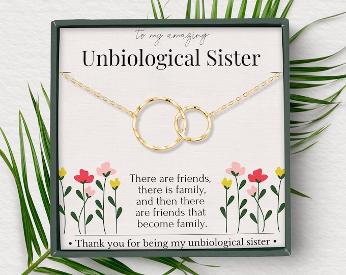 Unbiological Sister Necklace Gift | Friendship Necklaces Silver and Gold | Soul Sister Jewelry | Sentimental Gifts for Best Friend