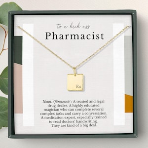 Apotheker Geschenk, Apotheker Halskette Geschenk, Apotheker Abschluss Geschenk, Rx Charm 14K Gold vermeil, Sterling Silber Halskette