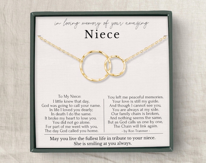 Sympathy gift loss of niece | Memorial necklace for niece | Remembrance gifts | Bereavement jewelry for woman | Gifts for loss of loved one