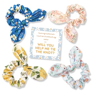 Brautjungfer Antrag - Scrunchie mit Schleife • Hilf mir beim Brautjungfer Antrag • Brautjungfer Antrag Geschenk • Trauzeugin Antragskarte
