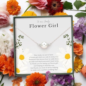 Gift for flower girl on wedding day • Thank you jewelry for her • Bridal party necklace •  Junior bridesmaid gift • Little girl necklace