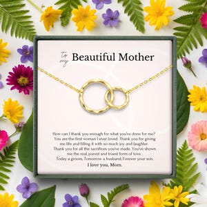 Gift for mom from son on wedding day • Mother of the groom gift from groom • Necklace for mom from son wedding • Gift box