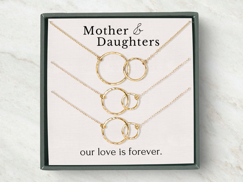Mother 2 Daughters Necklace set Mother two Daughter necklace | Etsy