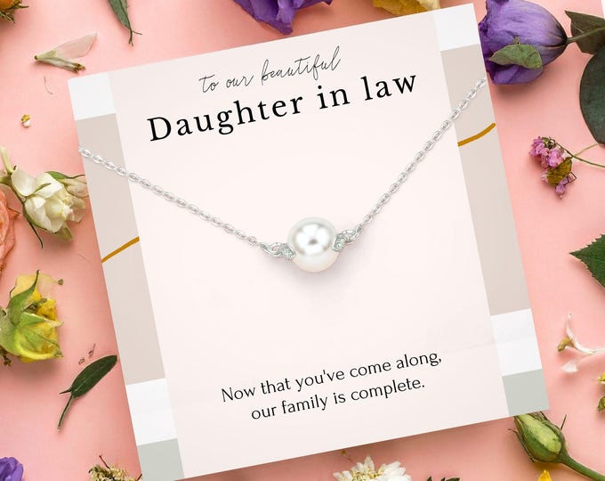Daughter in Law Gift from Mother in Law | Wedding Jewelry for Bride | Pearl Necklace Sterling Silver Bridal Present | Mother of the Groom